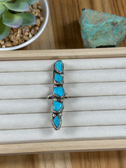 5 Stone Kingman Turquoise Adjustable Ring