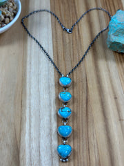5 Stone Heart Drop Necklace