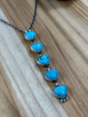 5 Stone Heart Drop Necklace