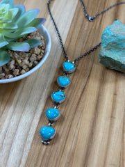 5 Stone Heart Drop Necklace