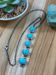 5 Stone Heart Drop Necklace