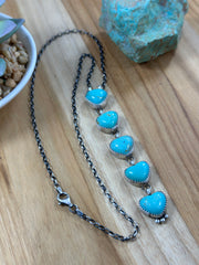 5 Stone Heart Drop Necklace