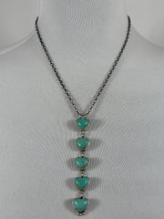 5 Stone Heart Drop Necklace