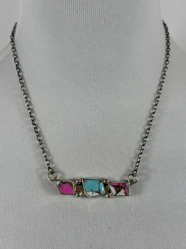 3 Stone Cotton Candy Necklace