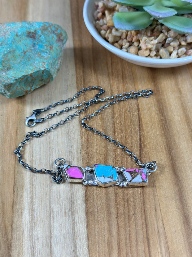 3 Stone Cotton Candy Necklace