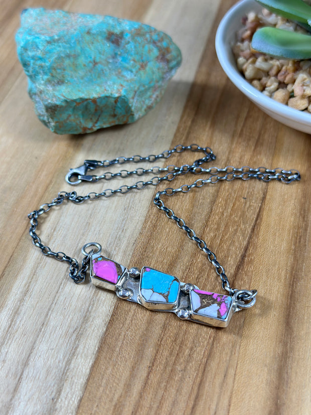 3 Stone Cotton Candy Necklace