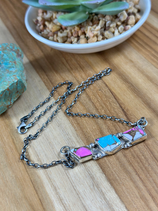 3 Stone Cotton Candy Necklace