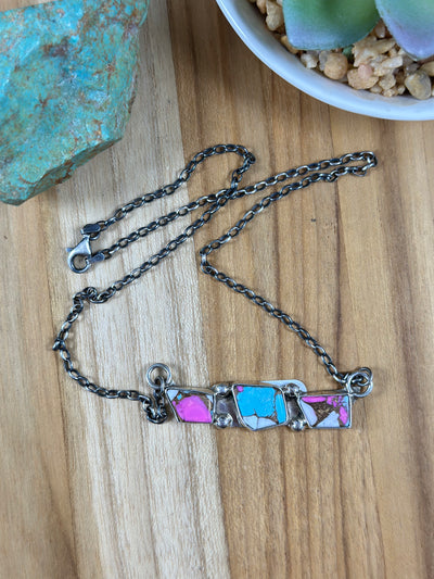 3 Stone Cotton Candy Necklace