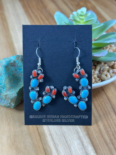 Kingman And Coral Cactus Earring