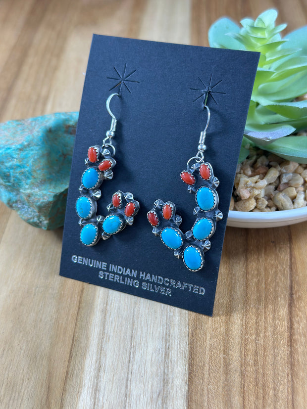 Kingman And Coral Cactus Earring