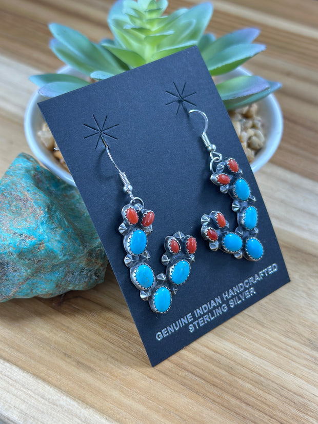 Kingman And Coral Cactus Earring