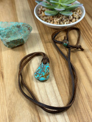 Adjustable Kingman Leather Slab Necklace