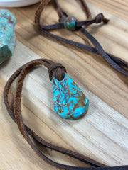 Adjustable Kingman Leather Slab Necklace