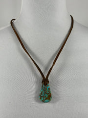 Adjustable Kingman Leather Slab Necklace