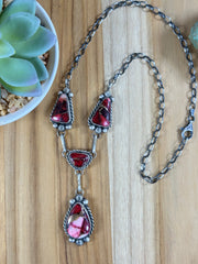 Dahlia Rose Mini Lariat Necklace and Earring set