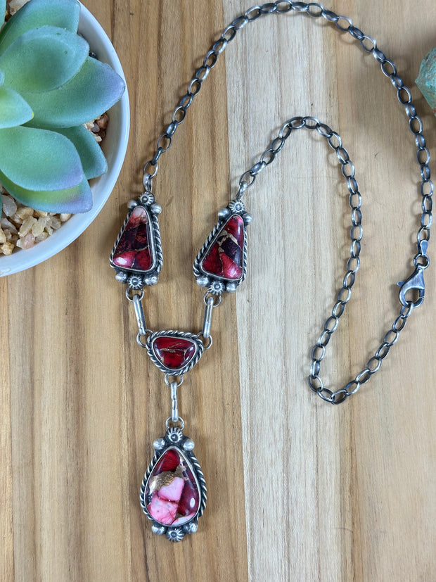 Dahlia Rose Mini Lariat Necklace and Earring set