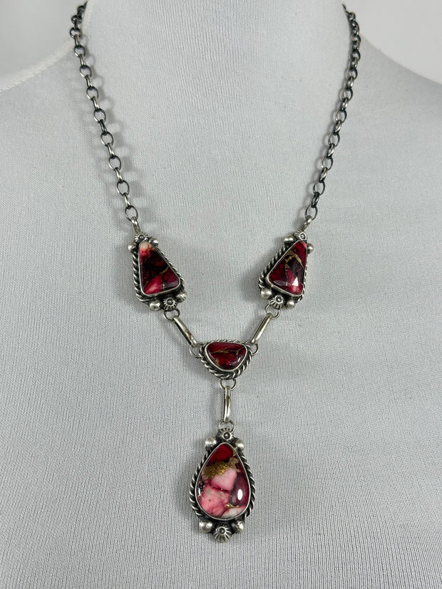 Dahlia Rose Mini Lariat Necklace and Earring set