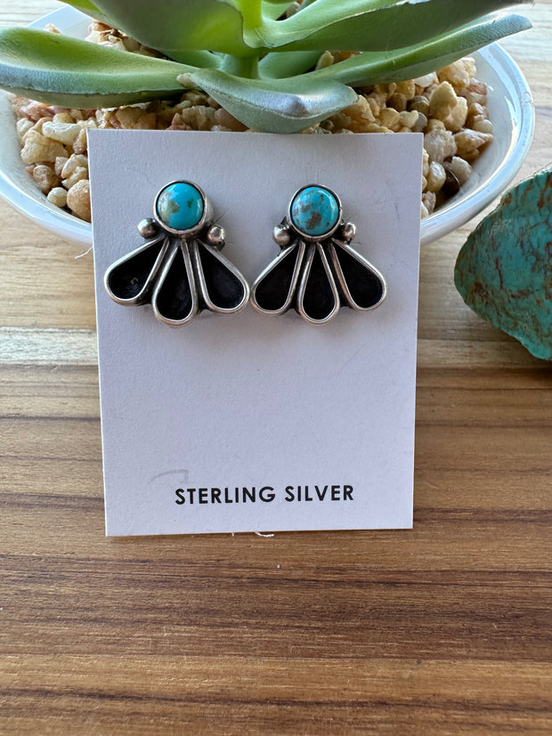Kingman Turquoise Fan Earrings