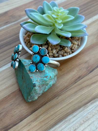 Half Cluster Kingman Turquoise Cuff