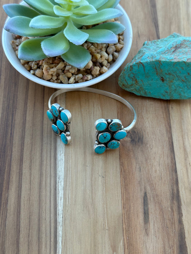 Half Cluster Kingman Turquoise Cuff