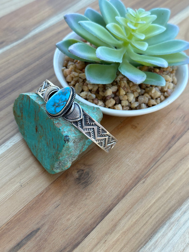 High Grade Kingman Single Stone Cuff