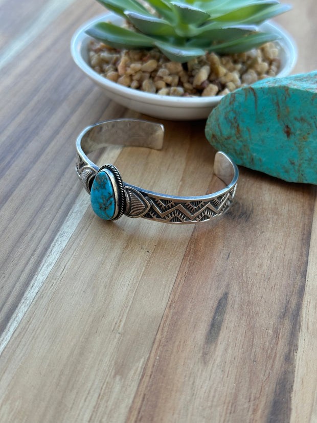 High Grade Kingman Single Stone Cuff