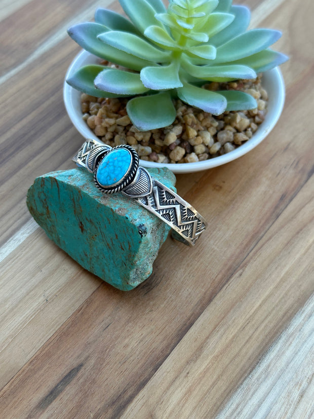 High Grade Kingman Single Stone Cuff