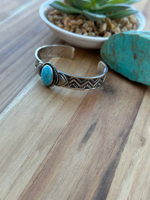 High Grade Kingman Single Stone Cuff