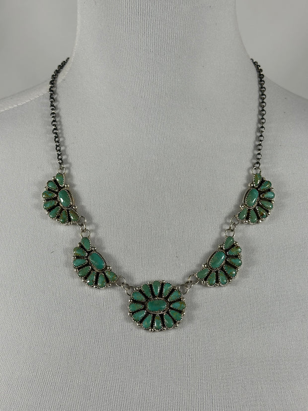 Kingman Turquoise Cluster Necklace set