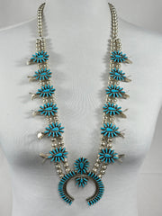 Kingman Turquoise Nedle Squash Necklace