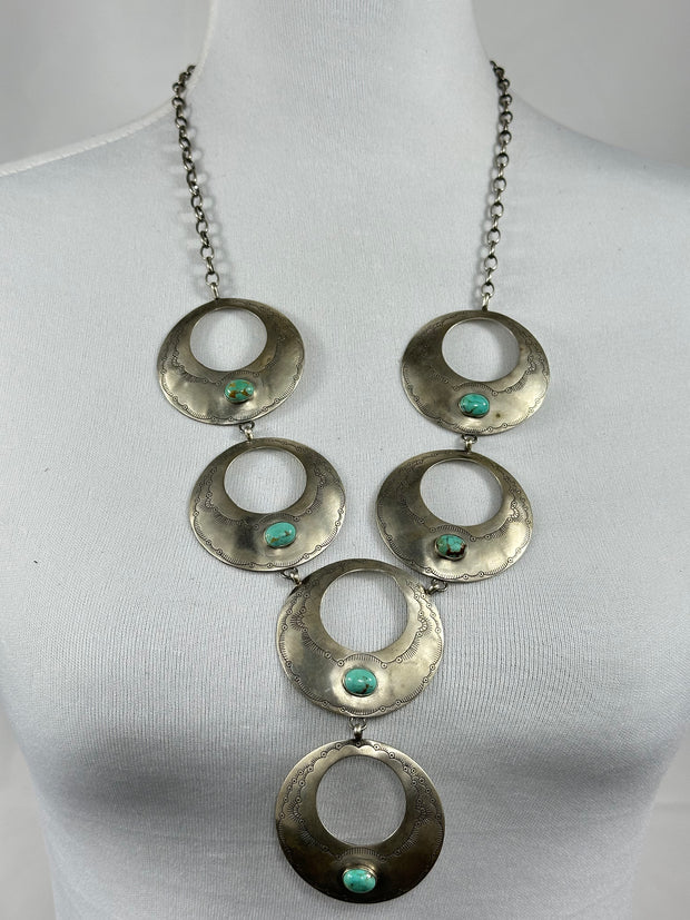 Kingman and Silver Hoop Necklace