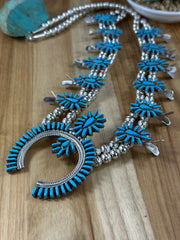 Kingman Turquoise Nedle Squash Necklace