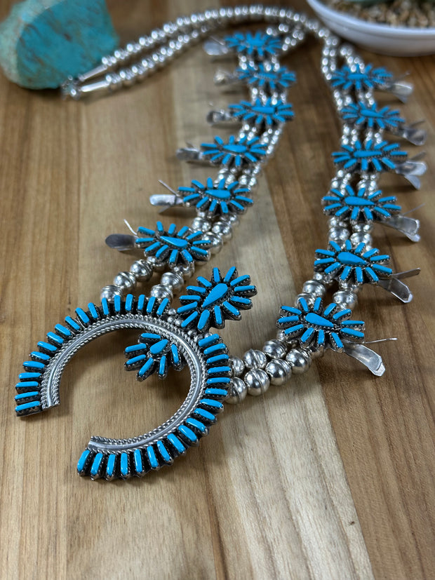 Kingman Turquoise Nedle Squash Necklace