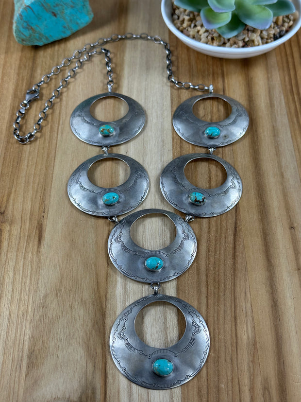 Kingman and Silver Hoop Necklace