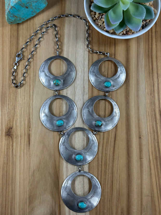 Kingman and Silver Hoop Necklace