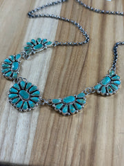 Kingman Turquoise Cluster Necklace set