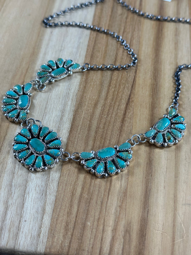 Kingman Turquoise Cluster Necklace set