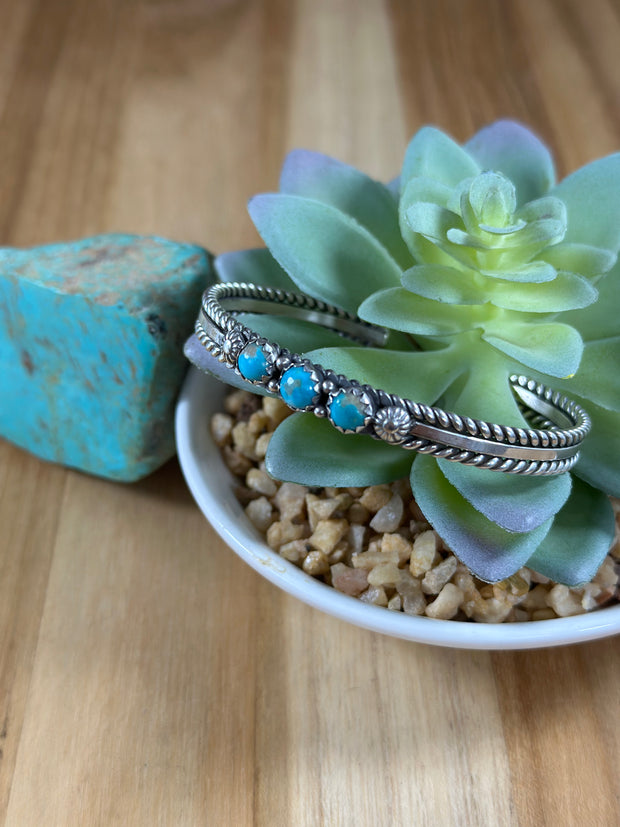 3 Stone "Kingman Turquoise" Cuff