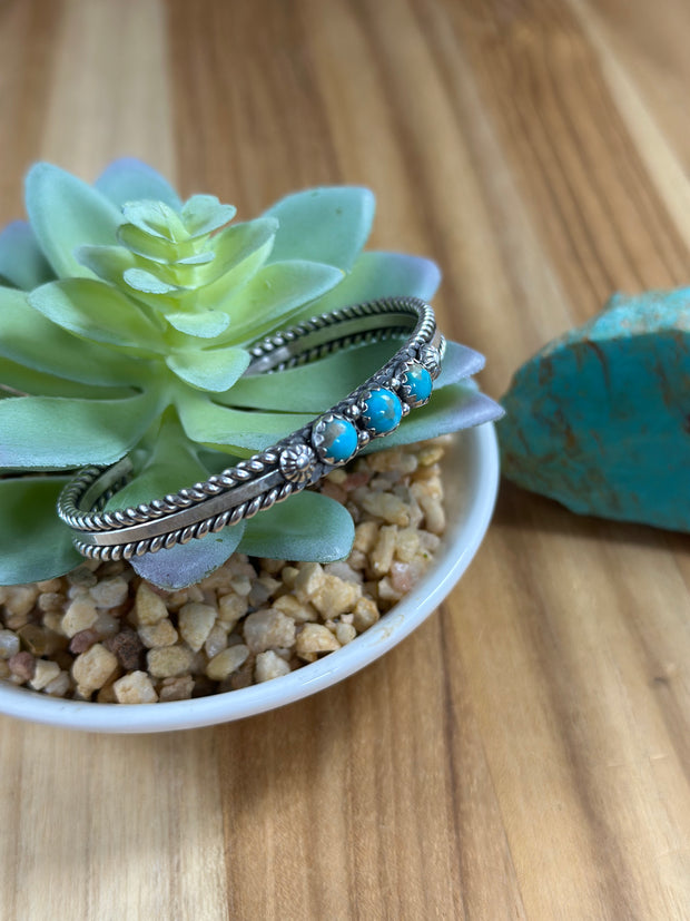 3 Stone "Kingman Turquoise" Cuff
