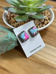 Cotton Candy Square Stud Earring