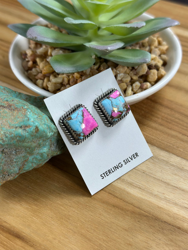 Cotton Candy Square Stud Earring