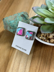 Cotton Candy Square Stud Earring