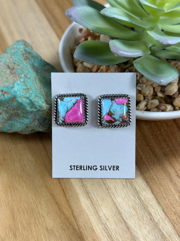 Cotton Candy Square Stud Earring