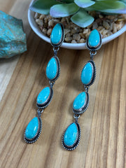 Kingman Turquoise 4 Stone Dangle Earrings