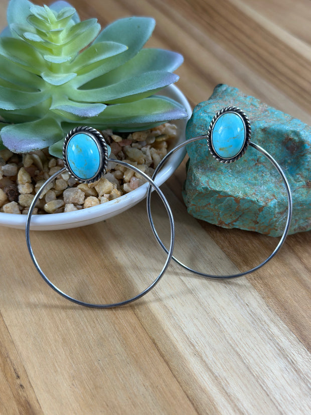 Kingman Turquoise Hoop Earrings
