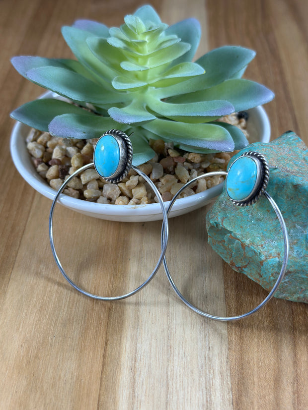 Kingman Turquoise Hoop Earrings