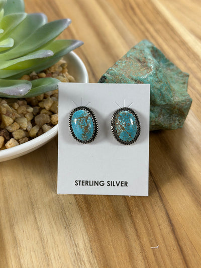Number 8 Turquoise Oval Studs