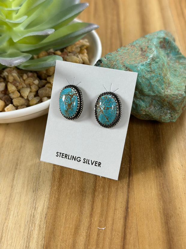 Number 8 Turquoise Oval Studs