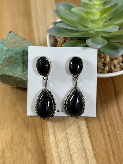 2 Stone Black Onyx Earring