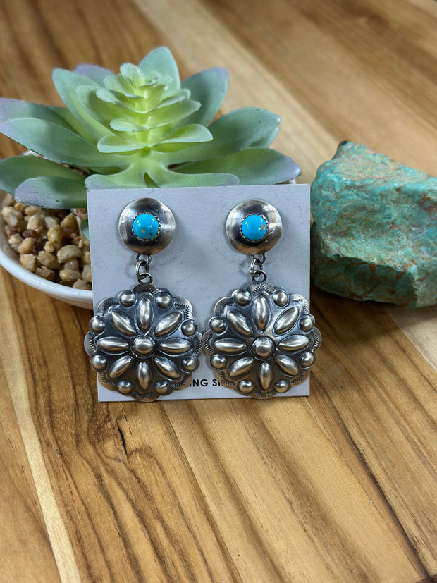 Turquoise and Silver Drop Earrings